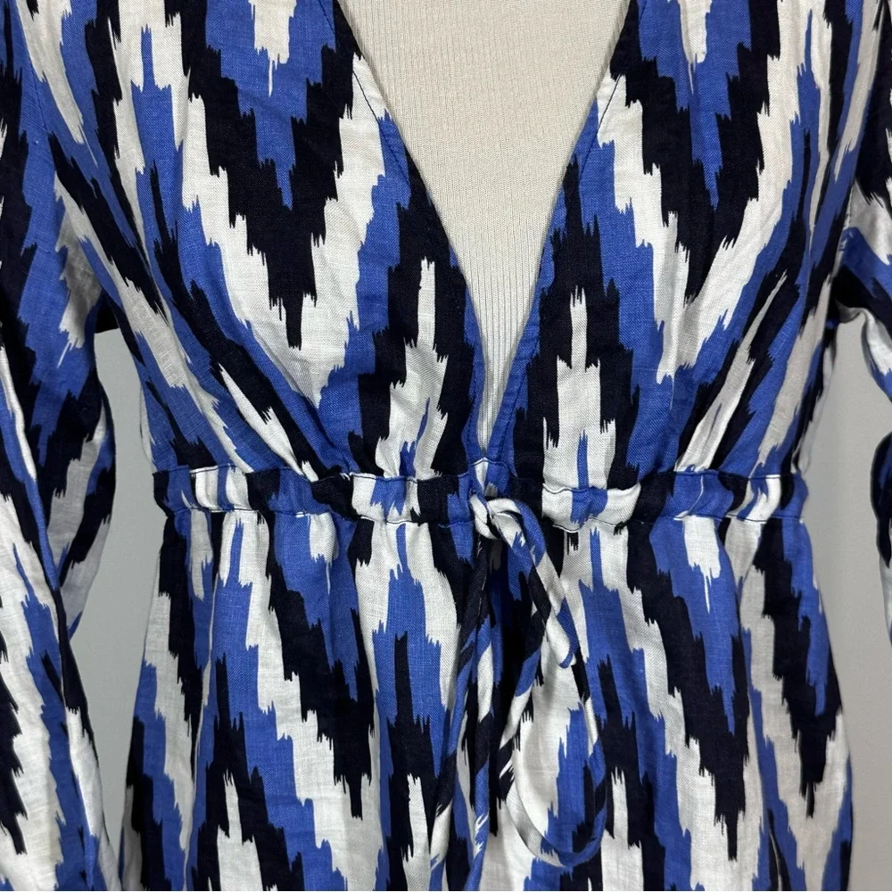 Talbots Chevron Ikat 100% Linen Cover Up Tunic Dress Sz M - Picture 10 of 10